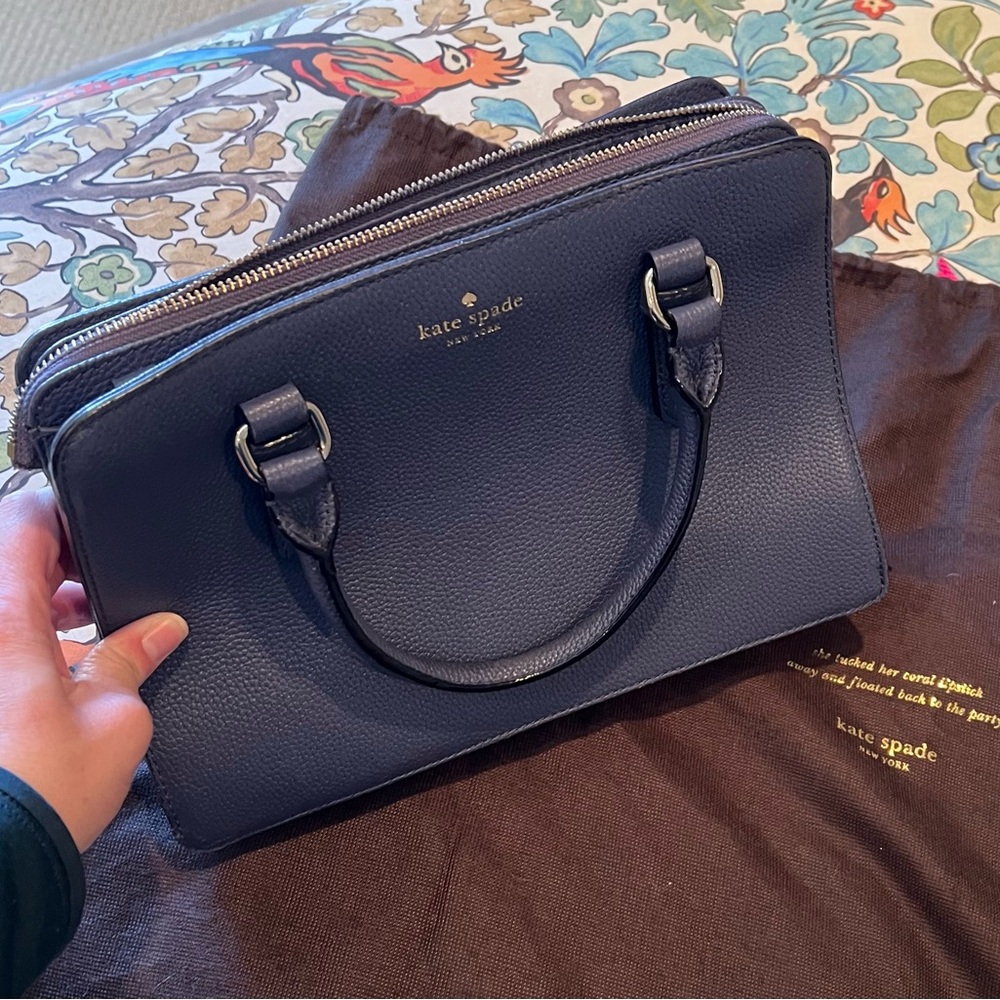 GUC Kate Spade Slate Blue Pebbled Leather Handbag